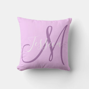 Modernes Lavendel und Lila Monogramm Kissen