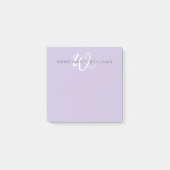 Modernes Lavendel-Weiß-Script-Monogramm Post-it Klebezettel (Vorderseite)