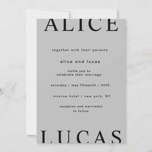 Modernes Layout Elegante Script Hochzeit Einladung (Vorderseite)