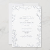 Modernes Leaf Dusty Blue Foto Wedding Einladung (Vorderseite)