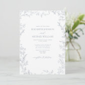 Modernes Leaf Dusty Blue Foto Wedding Einladung (Stehend Vorderseite)