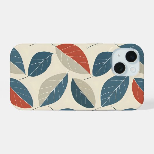Modernes Leaf Motif iPhone 15 Hülle (Rückseite (Horizontal))