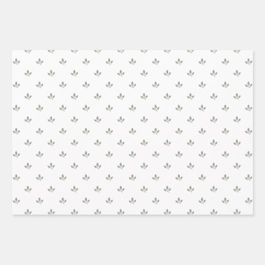 Modernes Leaf-Muster und Pinstripes dunkelgrün | Geschenkpapier Set (Vorderseite)