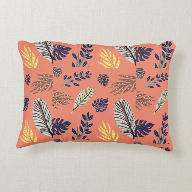 Modernes Leaf Muster Wohngestaltung Throw & Fleece Dekokissen (Rückseite)