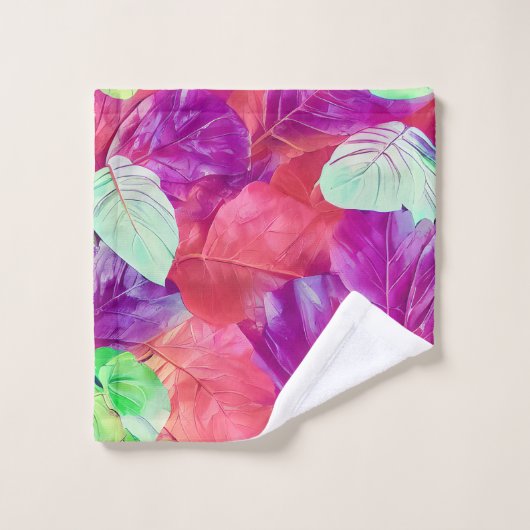 Modernes Leafdesign-Muster Badhandtuch Set (Waschlappen)