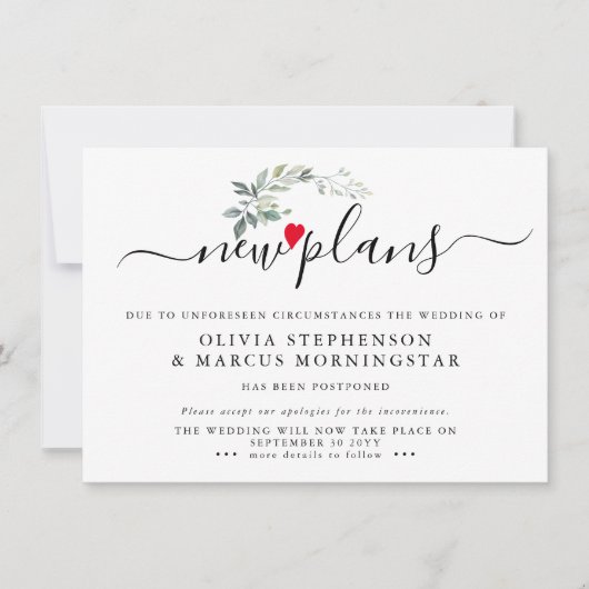 Modernes Leafed verschoben Event Neue Pläne Einladung (Vorderseite)