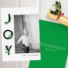 Modernes Leafy Joy Scripture Foto Feiertagskarte