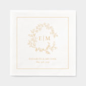 Modernes Leafy Wappen Einfache Mit Monogramm Hochz Servietten Mit Folie (Vorderseite)