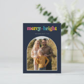 Modernes, lebendiges Merry + Bright Arch Foto Weih Postkarte (Stehend Vorderseite)