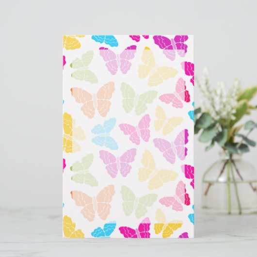 Modernes, lebendiges Rainbow Butterfly Niedliches  Briefpapier (Stehend Vorderseite)