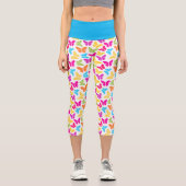 Modernes, lebendiges Rainbow Butterfly Niedliches Capri Leggings (Vorderseite)