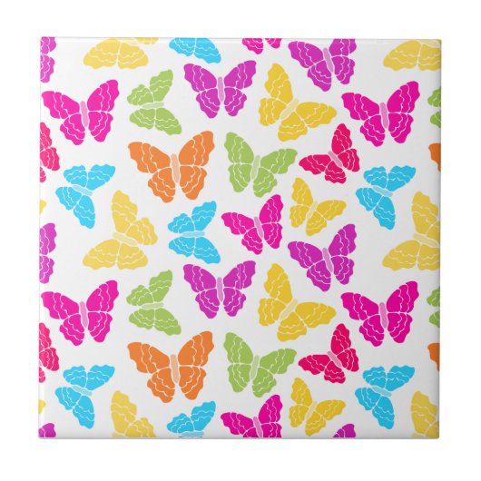 Modernes, lebendiges Rainbow Butterfly Niedliches Fliese (Vorderseite)
