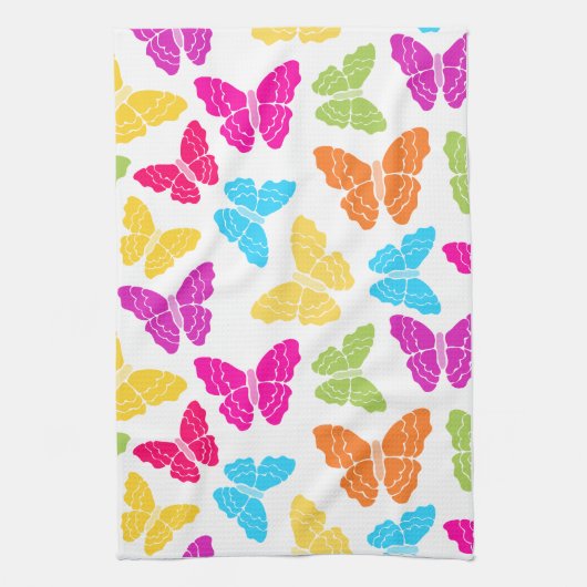 Modernes, lebendiges Rainbow Butterfly Niedliches  Geschirrtuch (Vertikal)