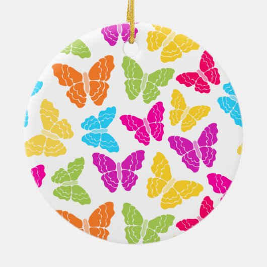 Modernes, lebendiges Rainbow Butterfly Niedliches Keramik Ornament (Hinten)