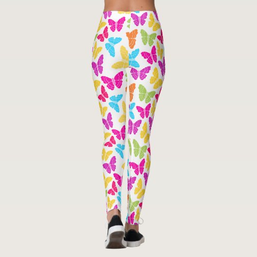 Modernes, lebendiges Rainbow Butterfly Niedliches Leggings (Rückseite)