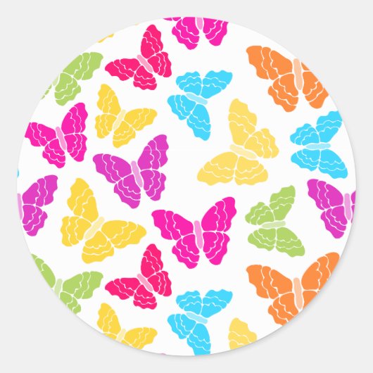Modernes, lebendiges Rainbow Butterfly Niedliches  Runder Aufkleber (Vorderseite)