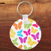 Modernes, lebendiges Rainbow Butterfly Niedliches  Schlüsselanhänger (Vorderseite)