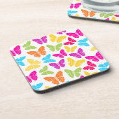 Modernes, lebendiges Rainbow Butterfly Niedliches Untersetzer (Linke Seite)