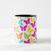 Modernes, lebendiges Rainbow Butterfly Niedliches Zweifarbige Tasse (Mittel)