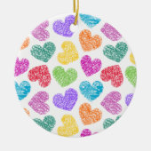 Modernes, lebendiges Regenbogen Doodle Herz Niedli Keramik Ornament (Vorne)