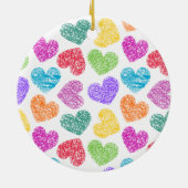 Modernes, lebendiges Regenbogen Doodle Herz Niedli Keramik Ornament (Hinten)