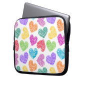 Modernes, lebendiges Regenbogen Doodle Herz Niedli Laptopschutzhülle (Vorderseite Links)