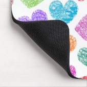 Modernes, lebendiges Regenbogen Doodle Herz Niedli Mousepad (Ecke)