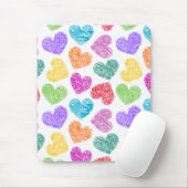 Modernes, lebendiges Regenbogen Doodle Herz Niedli Mousepad (Mit Mouse)