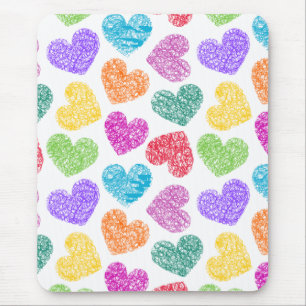 Modernes, lebendiges Regenbogen Doodle Herz Niedli Mousepad