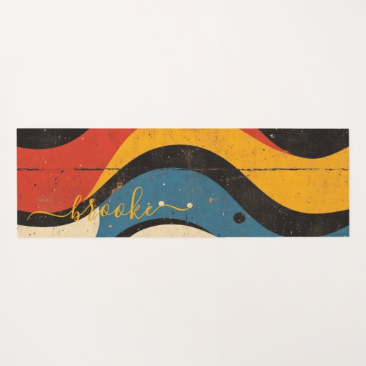 Modernes, lebendiges Retro Wave Monogramm Yogamatte (Rückseite (Horizontal))