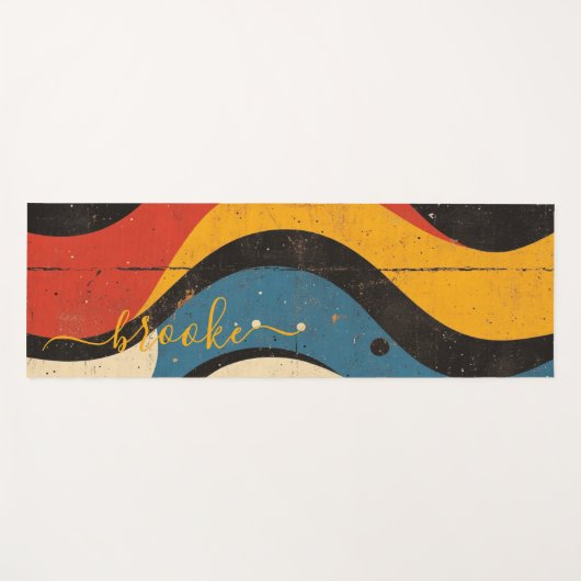 Modernes, lebendiges Retro Wave Monogramm Yogamatte (Vorderseite (Horizontal))