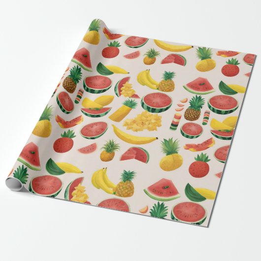Modernes, lebhaftes Party Mix Fruit Geschenkpapier (Ungerollt)