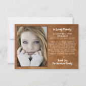 Modernes Leder-Beileid bei der Gedächtnisbeerdigun Dankeskarte (Vorderseite)