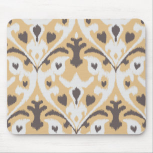 Modernes lederfarbenes beige braunes ikat Stammes- Mousepad