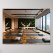 Modernes leeres Yoga Studio mit Parkettboden Poster (Vorne)