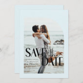 Modernes, leicht blaues Foto Save the Date Einladung (Vorne/Hinten)