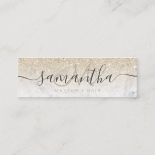 Modernes, leicht vergoldetes Glitzer Ober-Marmor-M Mini Visitenkarte