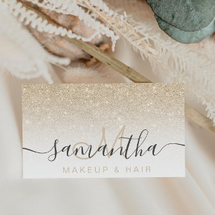 Modernes, leicht vergoldetes Glitzer ombre white m Visitenkarte