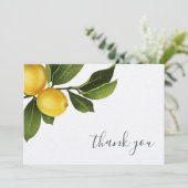 Modernes Lemon-Brautparty Dankeskarte (Stehend Vorderseite)