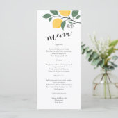 Modernes Lemon Foliage Calligraphy Wedding Menu (Stehend Vorderseite)