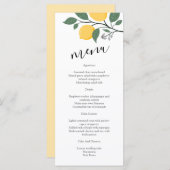 Modernes Lemon Foliage Calligraphy Wedding Menu (Vorne/Hinten)