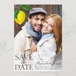 Modernes Lemon-Foto Save the Date Einladung