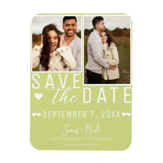 Modernes Lemon Limon Save the Date 2 Foto Hochzeit Magnet (Vertikal)