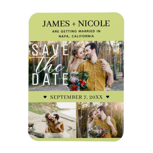 Modernes Lemon Limon Save the Date Hochzeit 3 Foto Magnet (Vertikal)