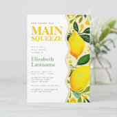 Modernes Lemon Main Squeeze Brautparty Einladung (Stehend Vorderseite)