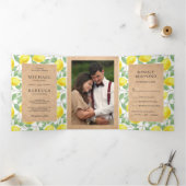 Modernes Lemon Orchard Greenery Kraft Wedding Foto Dreifach Gefaltete Einladung (Innenseite)
