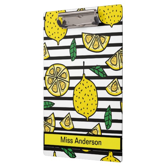 Modernes Lemon-Patten auf schwarz-weiß gestreift Klemmbrett (Links)