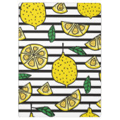 Modernes Lemon-Patten auf schwarz-weiß gestreift Klemmbrett (Rückseite)