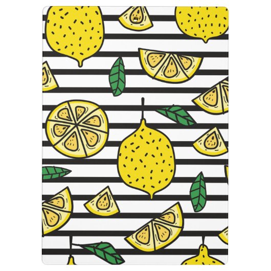 Modernes Lemon-Patten auf schwarz-weiß gestreift Klemmbrett (Rückseite)