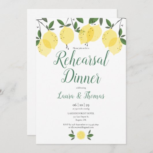 Modernes Lemon Probe Dinner Einladung (Vorne/Hinten)